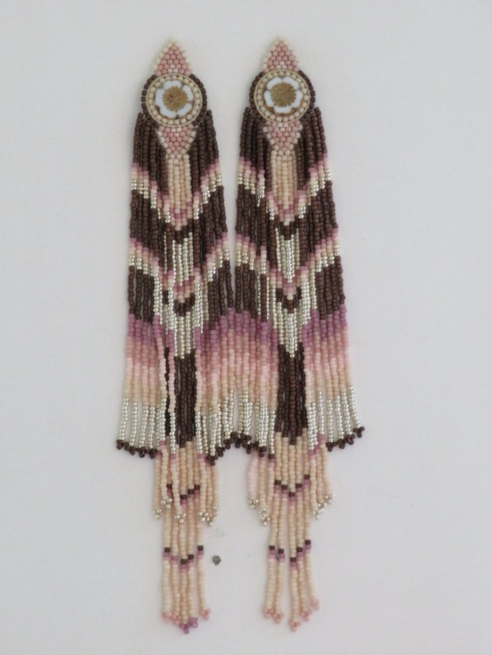 Southwestern Sunrise beaded earrings extra long fringe